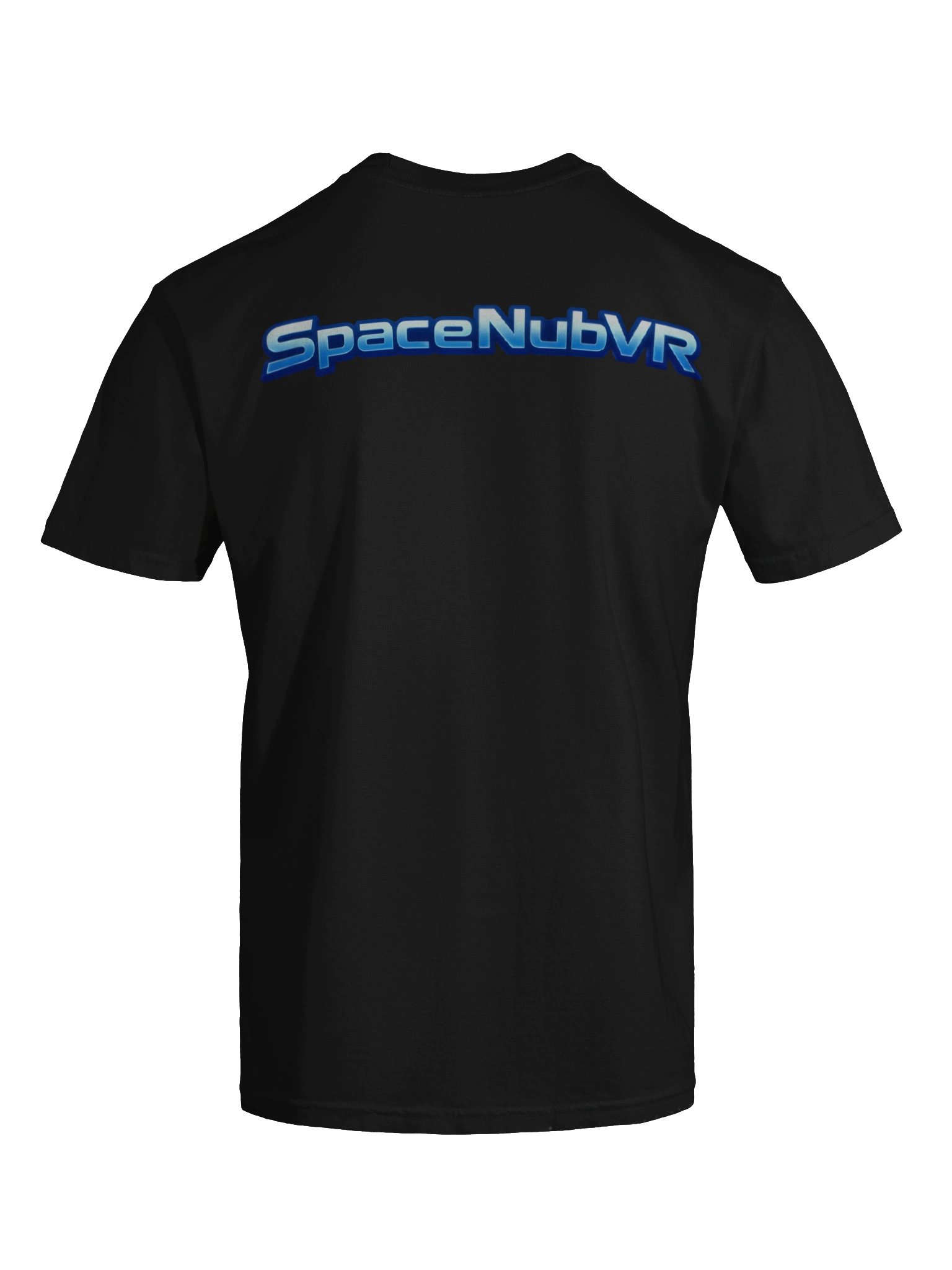 Back of the black SpaceNubVR First Edition shirt